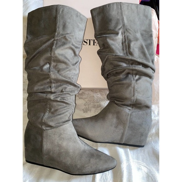 Just Fab Grey Flats Boots Dana 9 Brand New - Picture 4 of 6